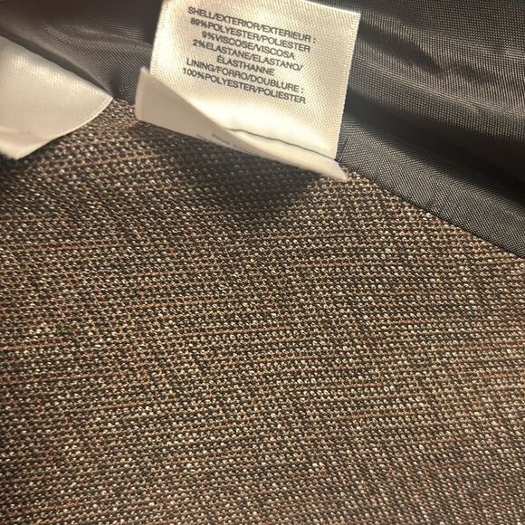 Anne Klein Brown Black Chevron Open Front Blazer Jacket Size XL - Picture 10 of 12